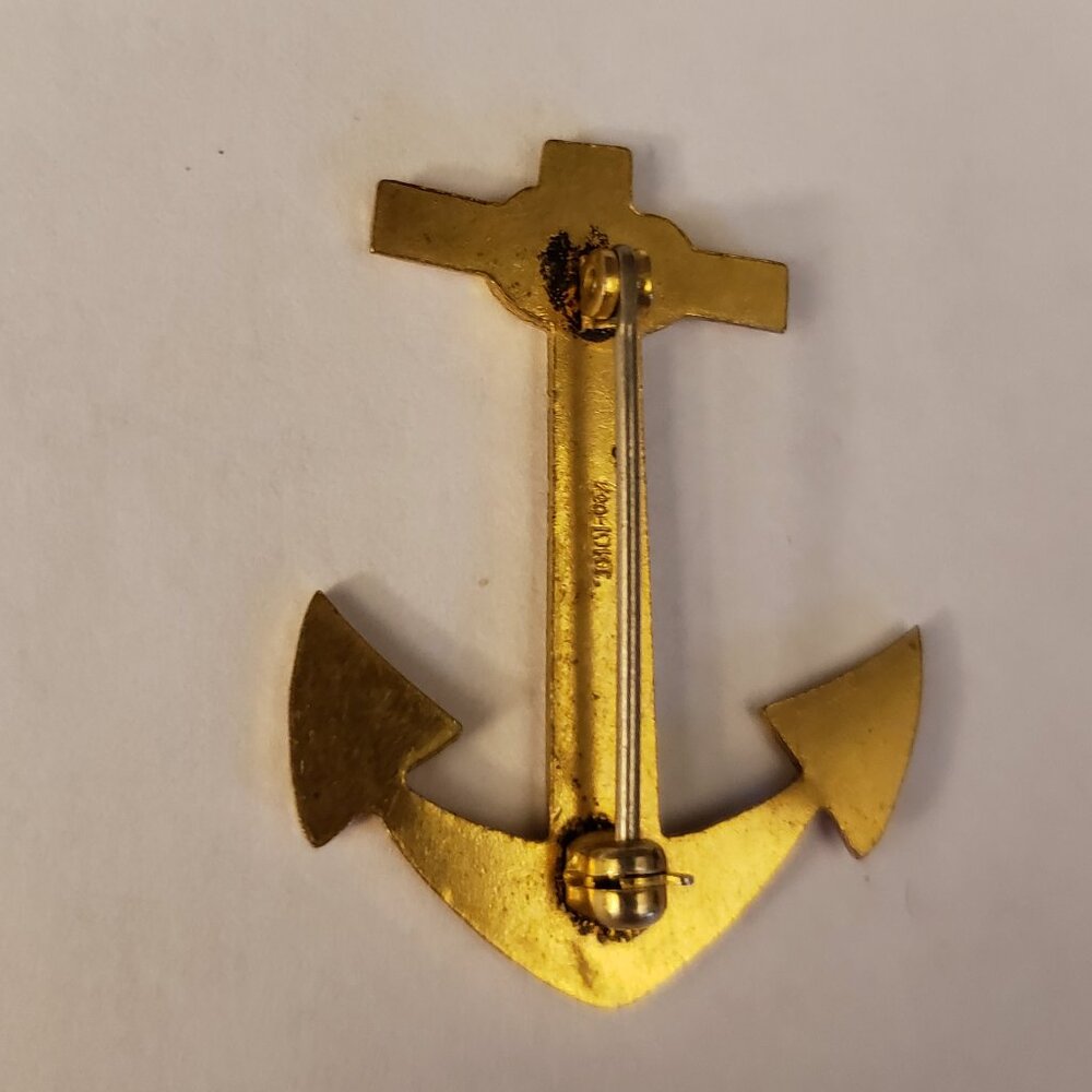 Vintage 1/20 10KT GF Gold-Filled Ship Anchor Pin Brooch Military Style Nautical - Picture 4 of 10